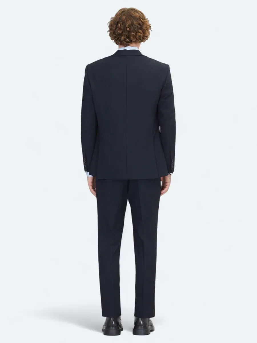 Navy Blue Micro Regular Fit Suit - 6