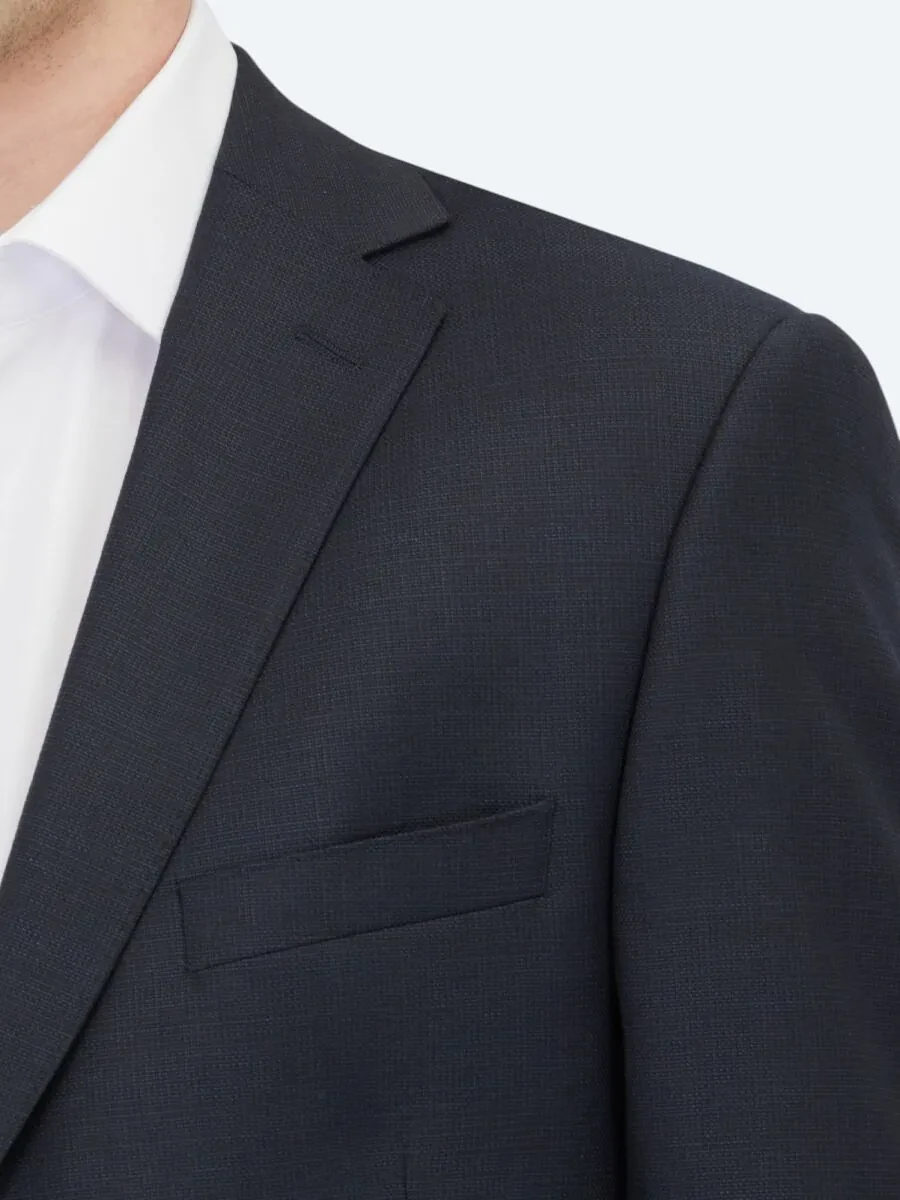 Navy Blue Micro Regular Fit Wool Blended Suit - 4