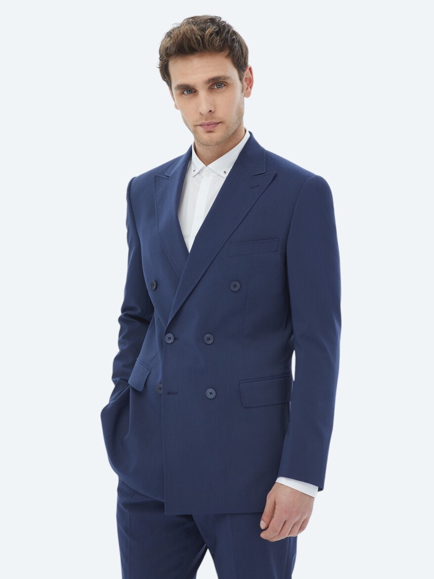 Navy Blue Micro Slim Fit Suit - 1