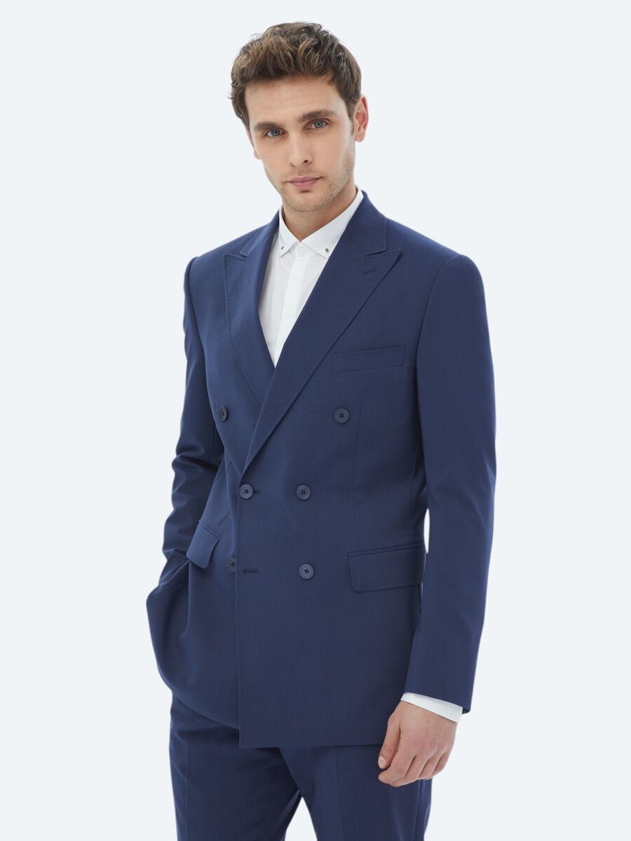 Navy Blue Micro Slim Fit Suit - 1