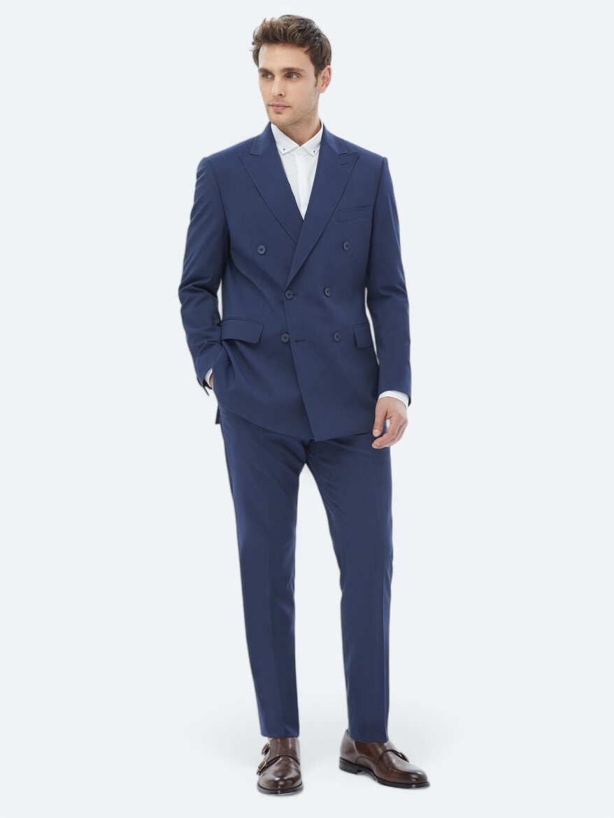 Navy Blue Micro Slim Fit Suit - 3