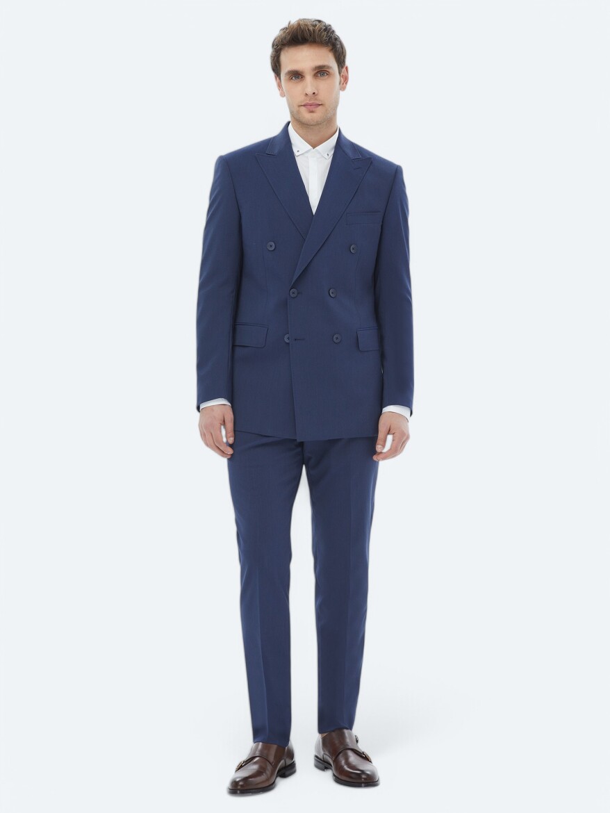 Navy Blue Micro Slim Fit Suit - 5