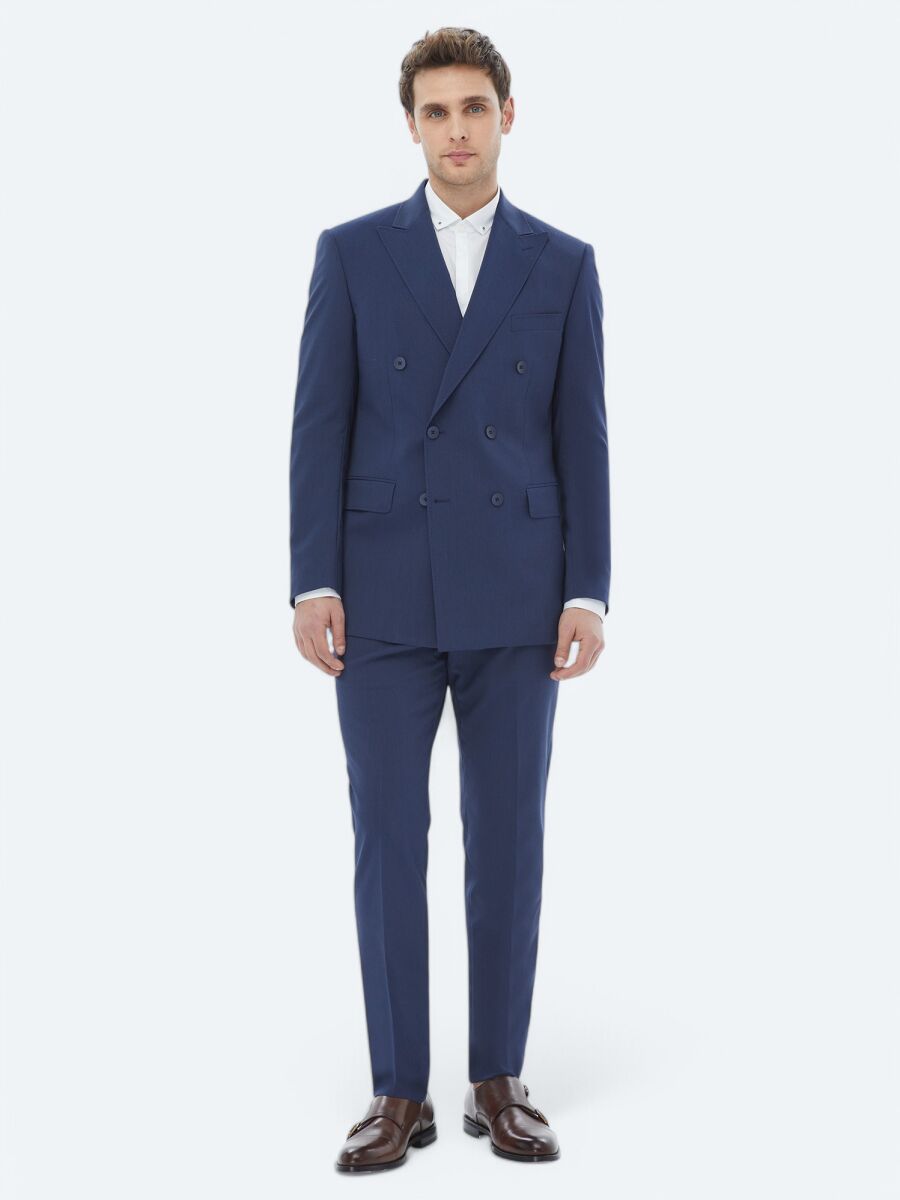 Navy Blue Micro Slim Fit Suit - 5