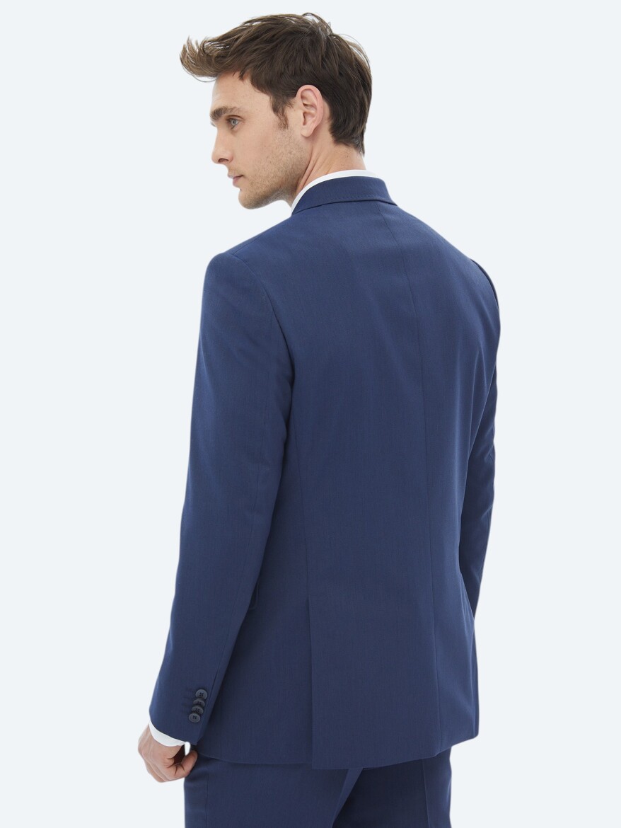 Navy Blue Micro Slim Fit Suit - 7