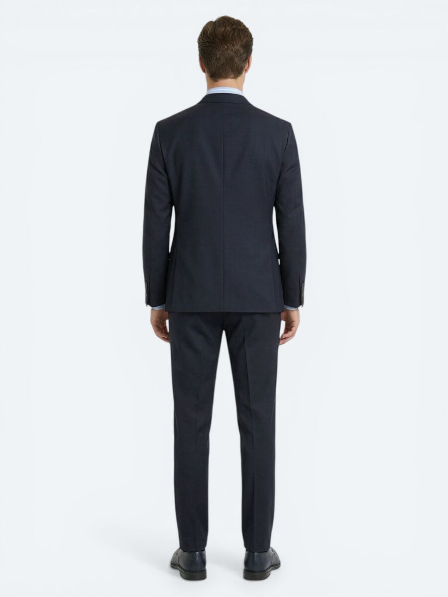 Navy Blue Modern Fit 100% Wool Suit - 5