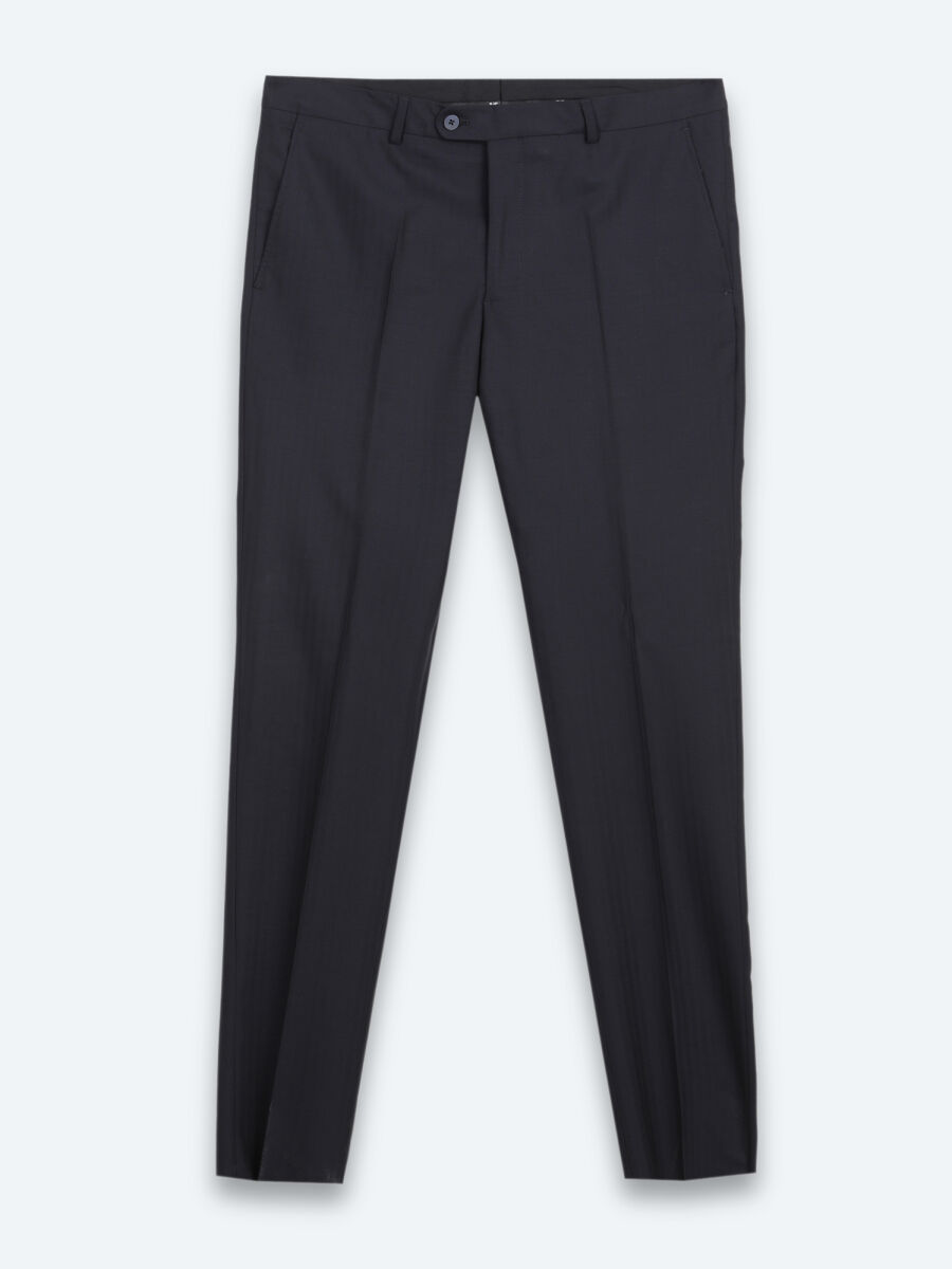 Navy Blue Modern Fit 100% Wool Suit - 7