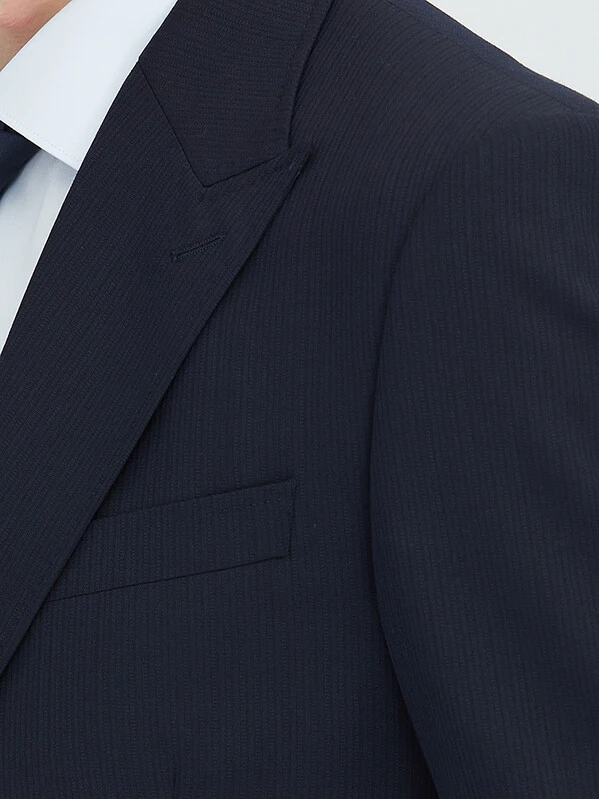 Navy Blue Modern Fit Wool Blended Suit - 3