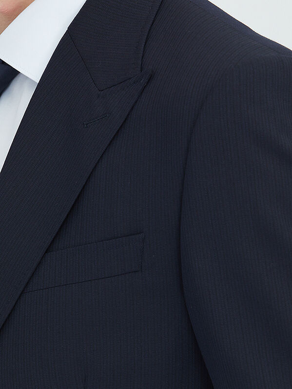 Navy Blue Modern Fit Wool Blended Suit - 3