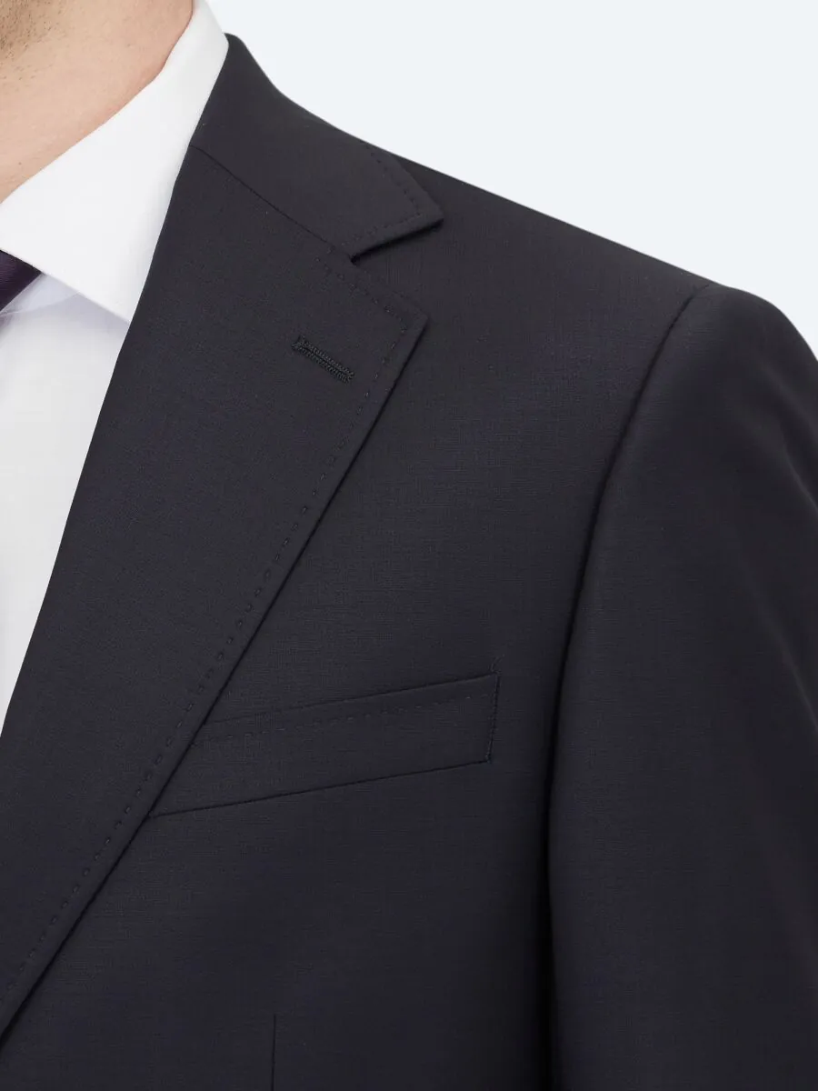 Navy Blue Modern Fit Wool Blended Suit - 4