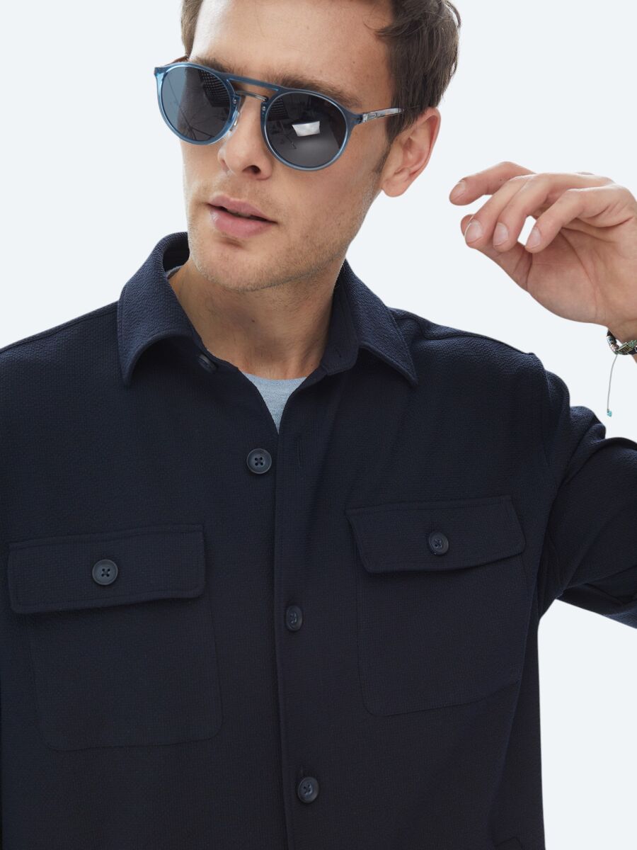 Navy Blue Overshirt - 8