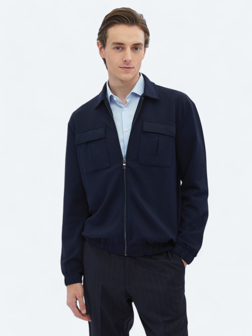 Navy Blue Overshirt - 1