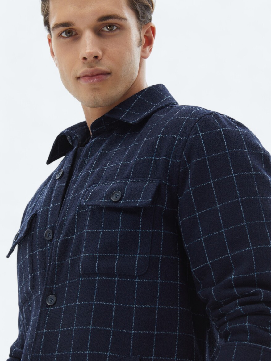 Navy Blue Overshirt - 5