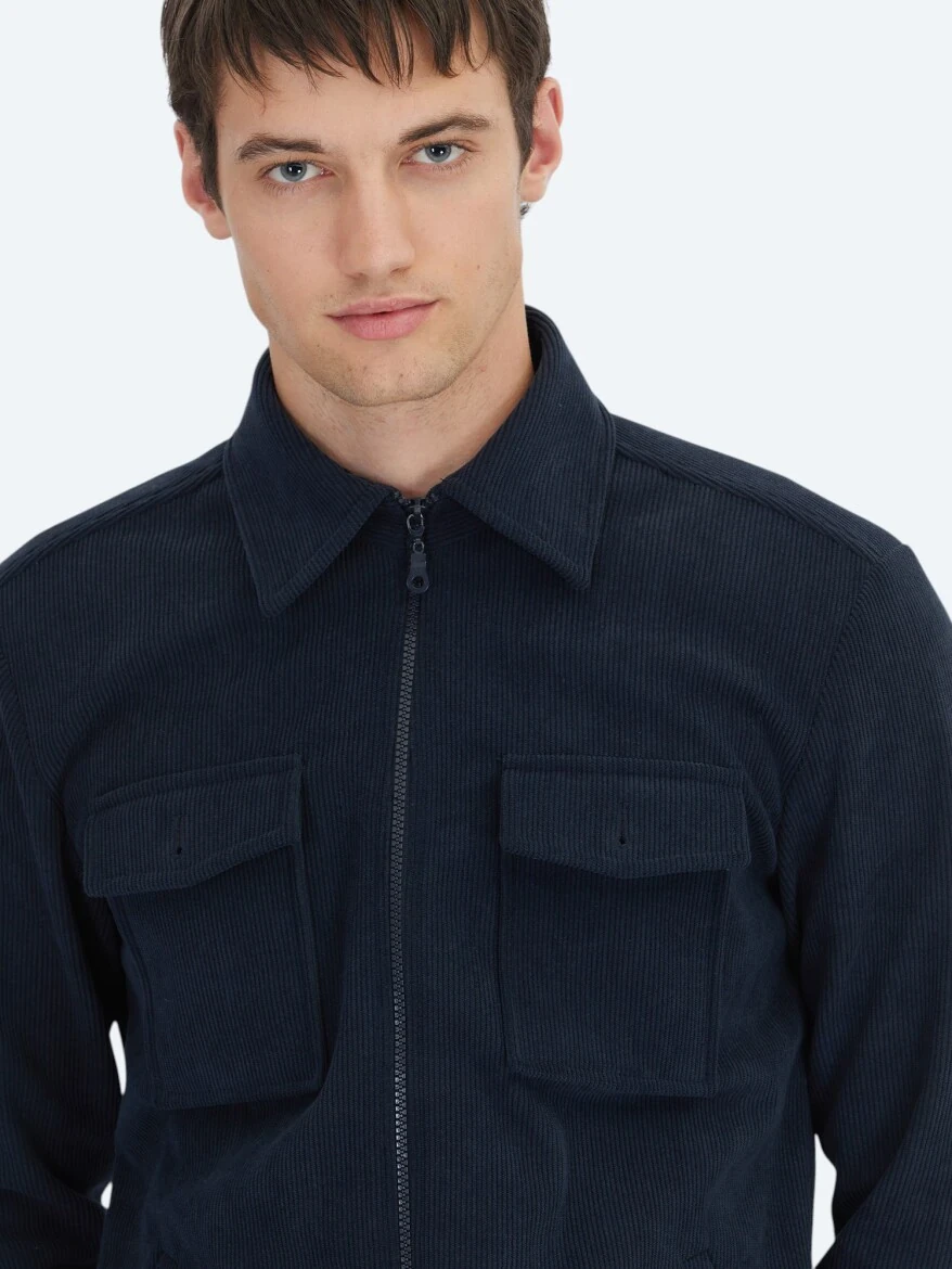 Navy Blue Overshirt - 4