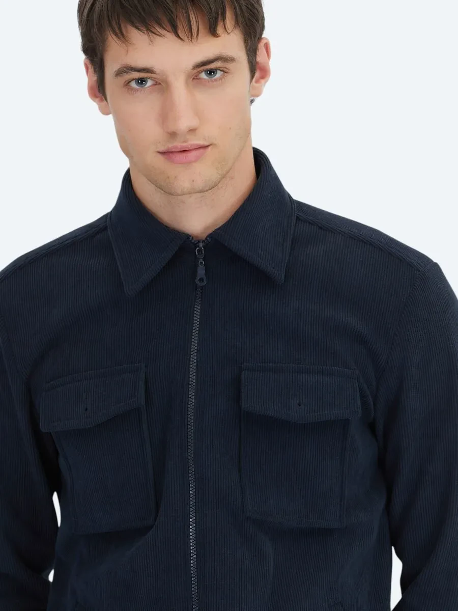 Navy Blue Overshirt - 4