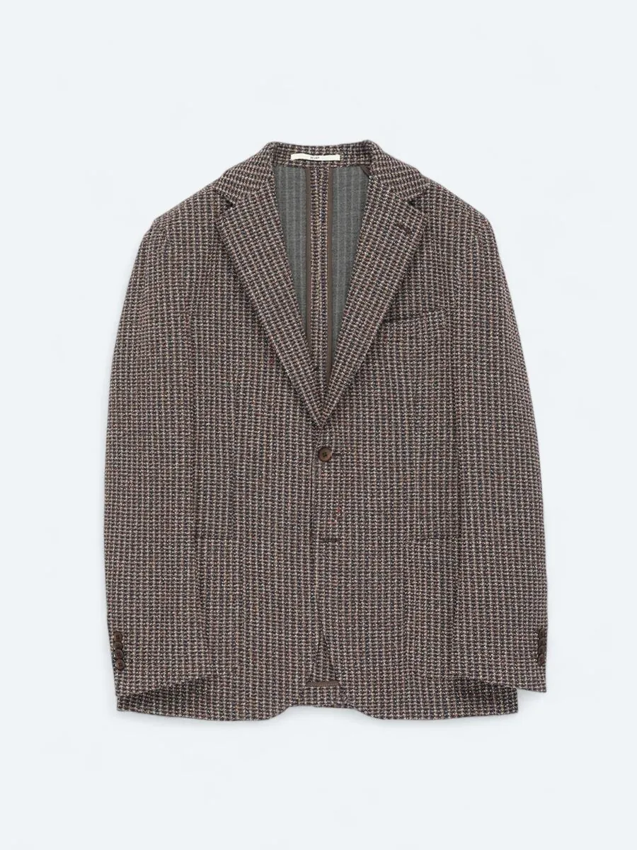 Navy Blue Patterned Modern Fit Cotton Blended Jacket - 7