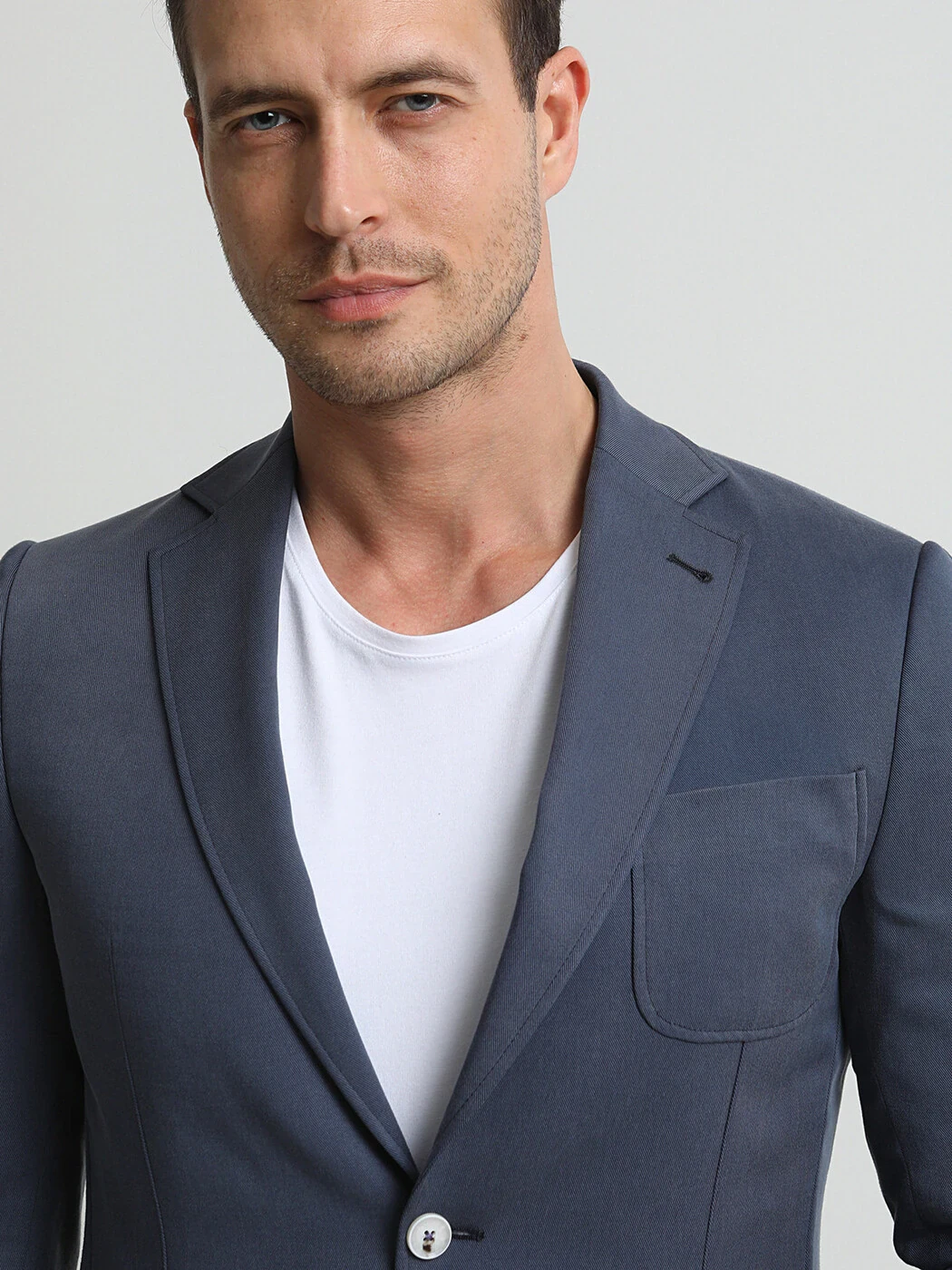 Navy Blue Patterned Modern Fit Jacket - 2