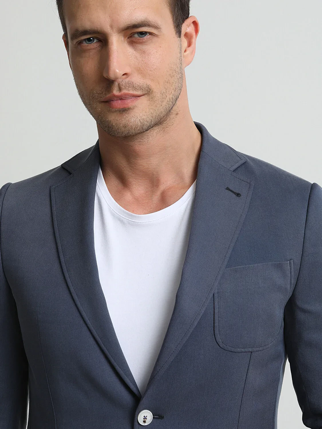 Navy Blue Patterned Modern Fit Jacket - 2