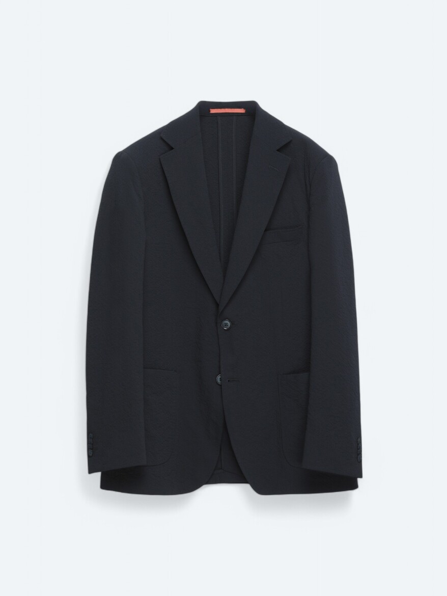 Navy Blue Patterned Modern Fit Suit - 8