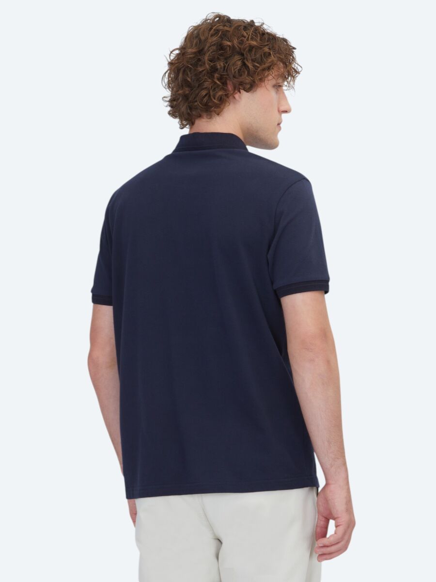 Navy Blue Plain 100% Cotton T-Shirt - 5