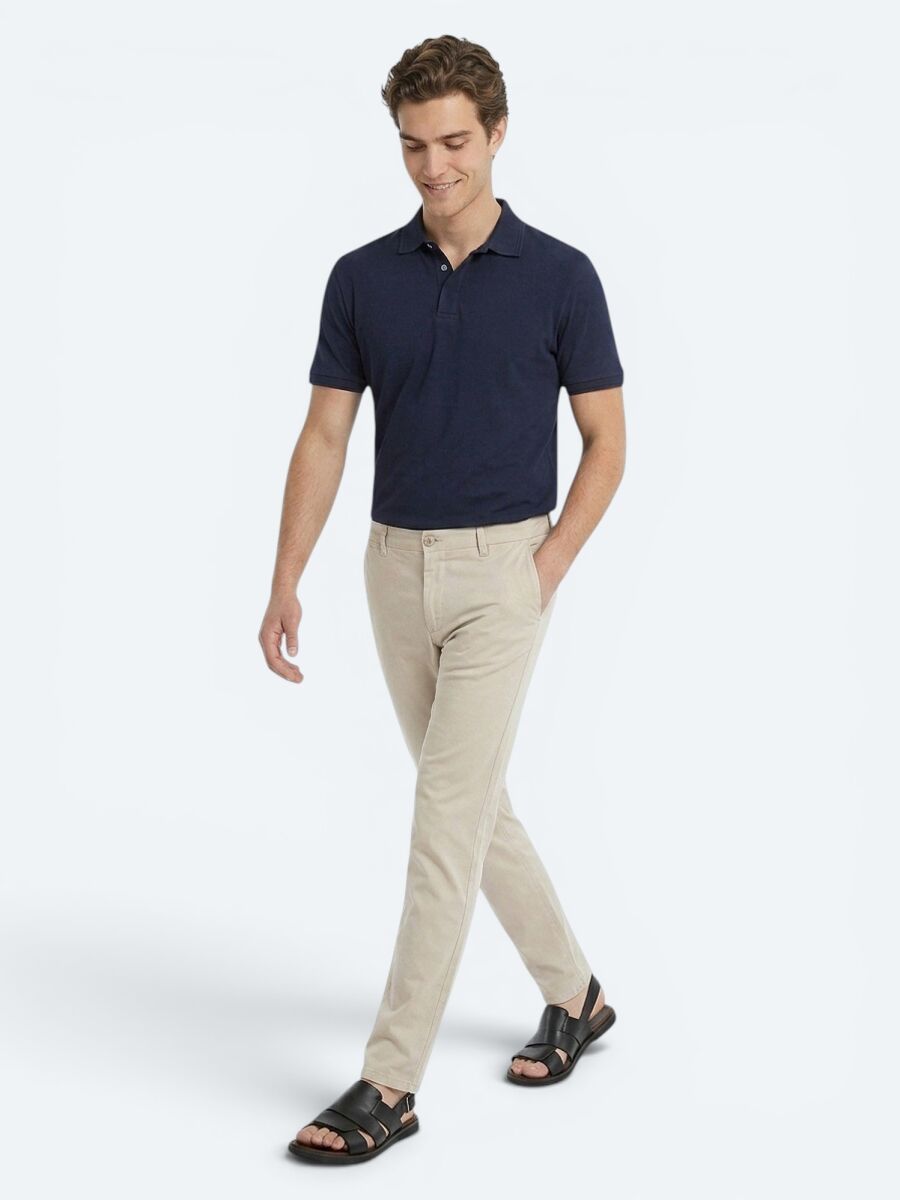 Navy Blue Plain 100% Cotton T-Shirt - 2