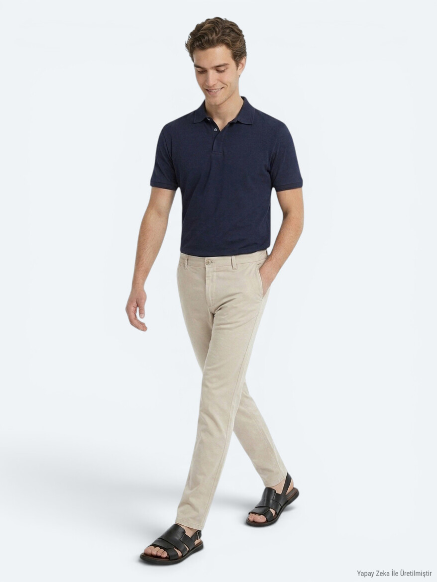 Navy Blue Plain 100% Cotton T-Shirt - KİP
