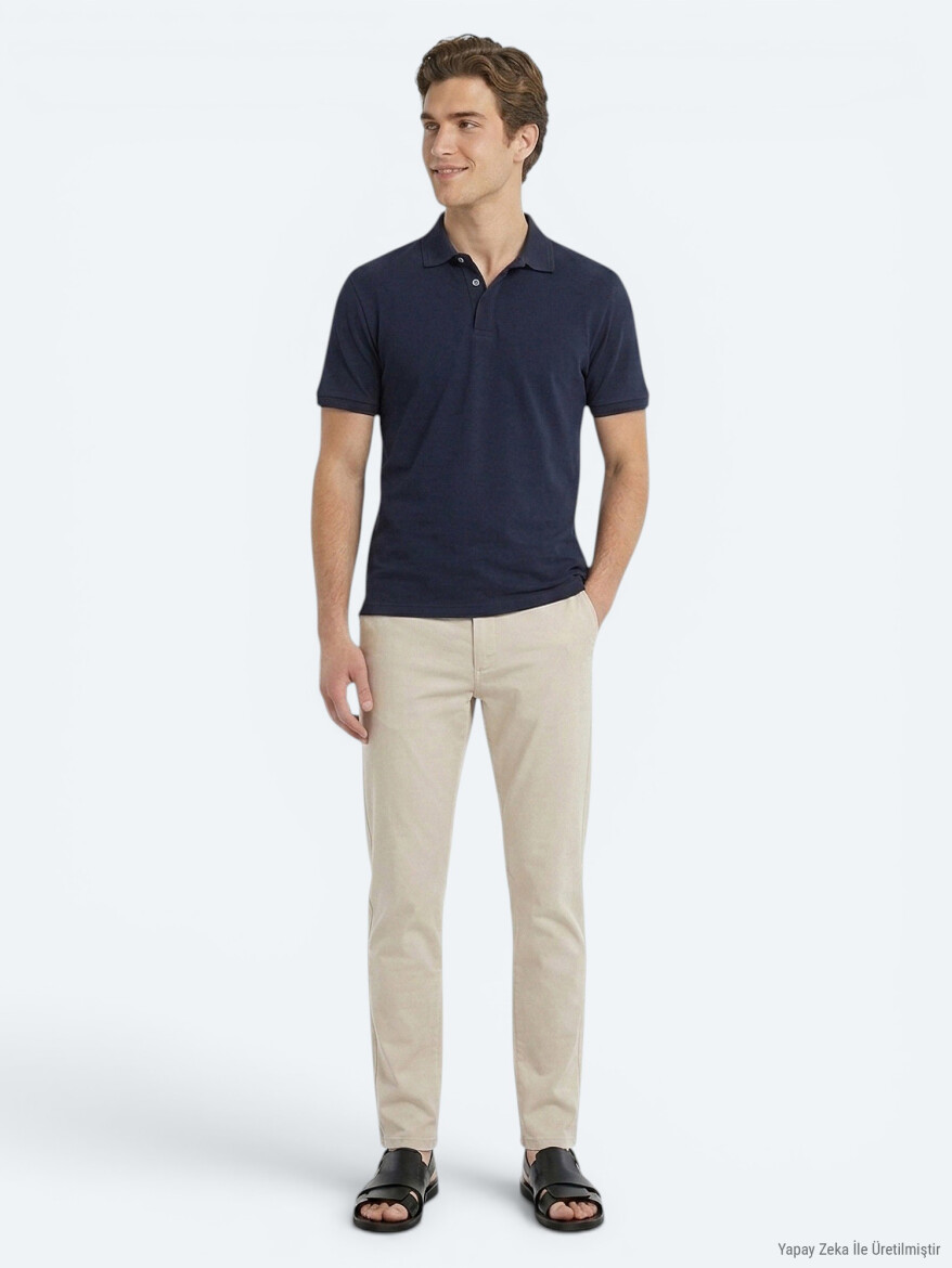 Navy Blue Plain 100% Cotton T-Shirt - 3