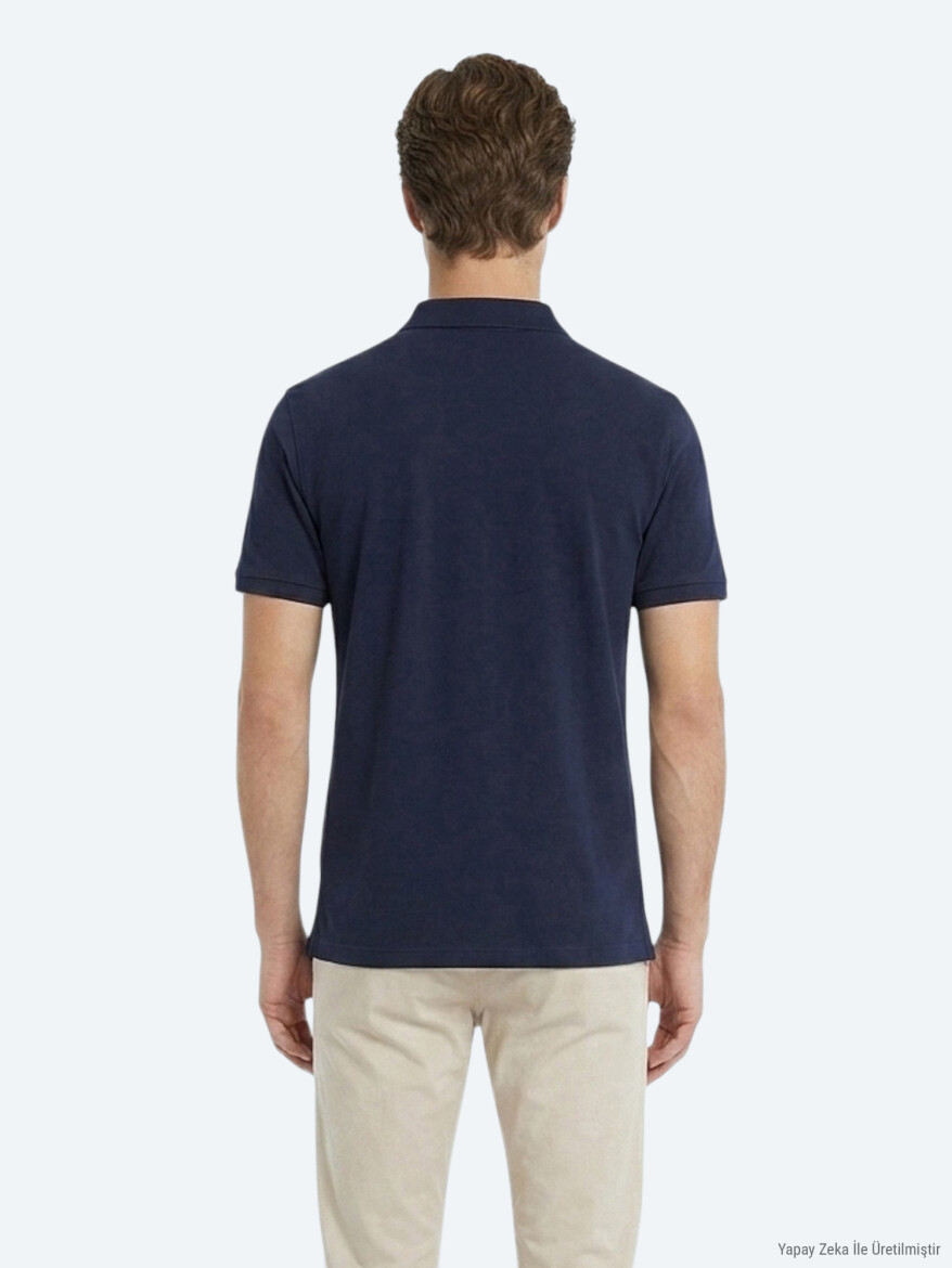 Navy Blue Plain 100% Cotton T-Shirt - 5
