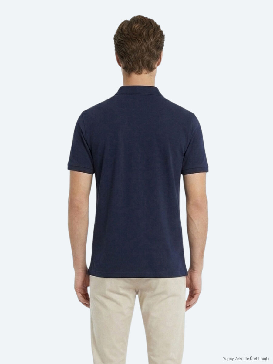 Navy Blue Plain 100% Cotton T-Shirt - 5