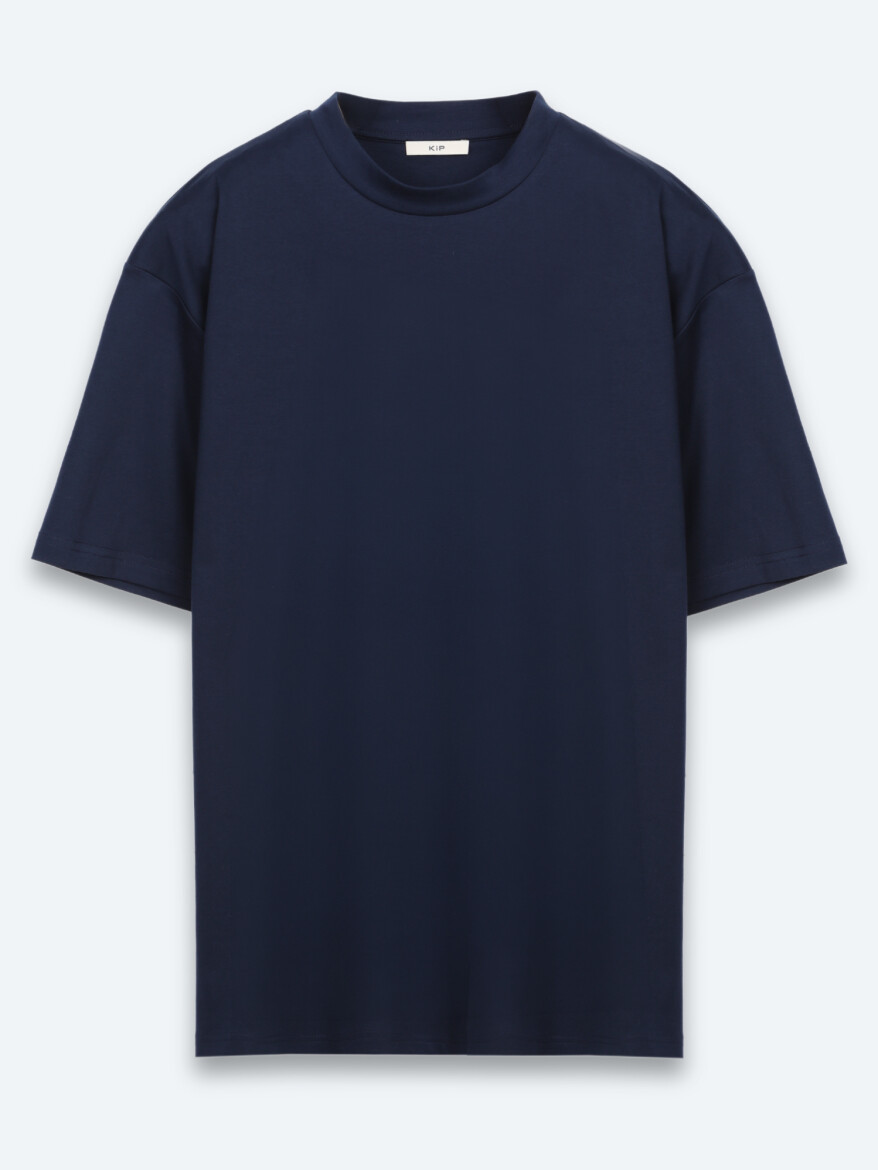 Navy Blue Plain 100% Cotton T-Shirt - 6