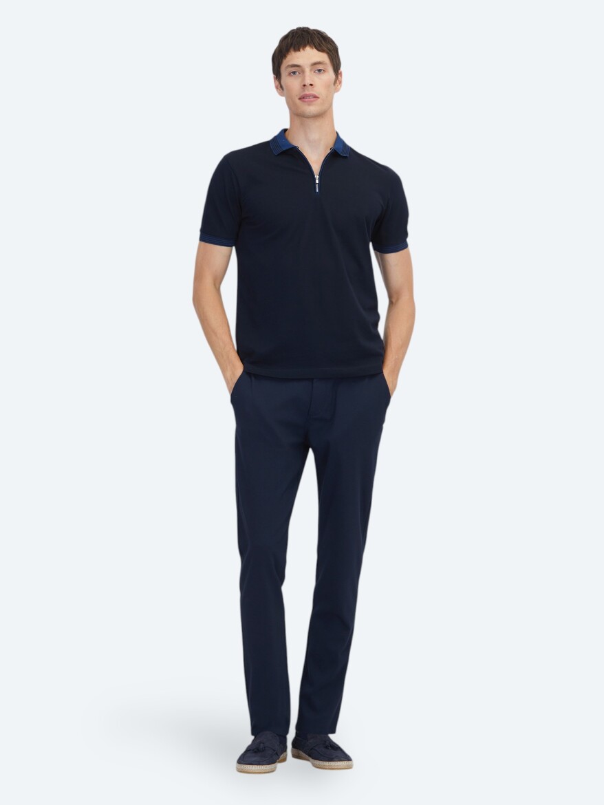 Navy Blue Plain 100% Cotton T-Shirt - 2