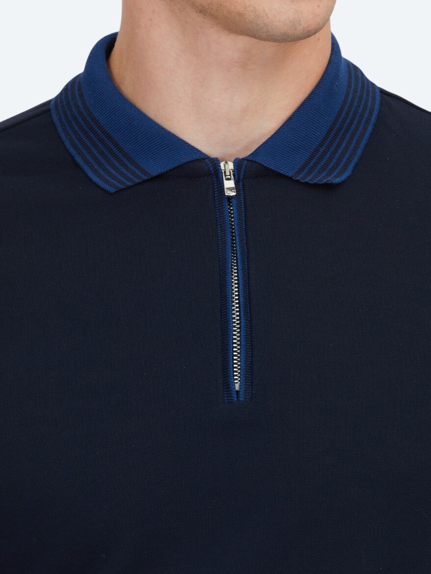 Navy Blue Plain 100% Cotton T-Shirt - 4