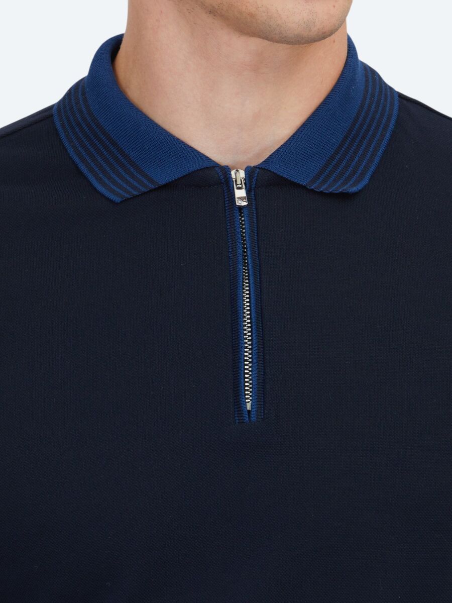 Navy Blue Plain 100% Cotton T-Shirt - 4