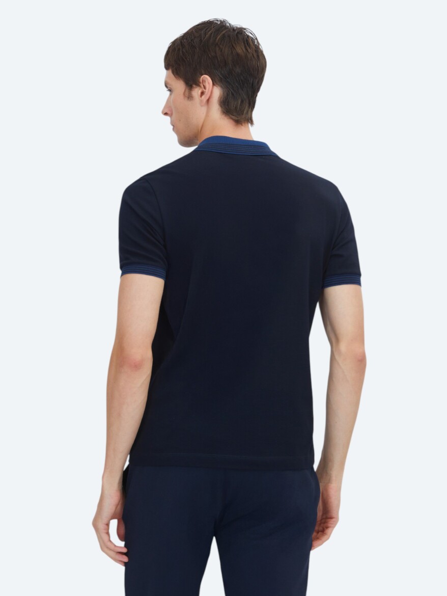 Navy Blue Plain 100% Cotton T-Shirt - 5