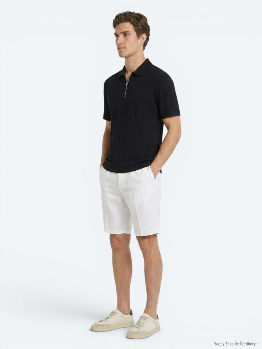 Navy Blue Plain 100% Cotton T-Shirt - 3