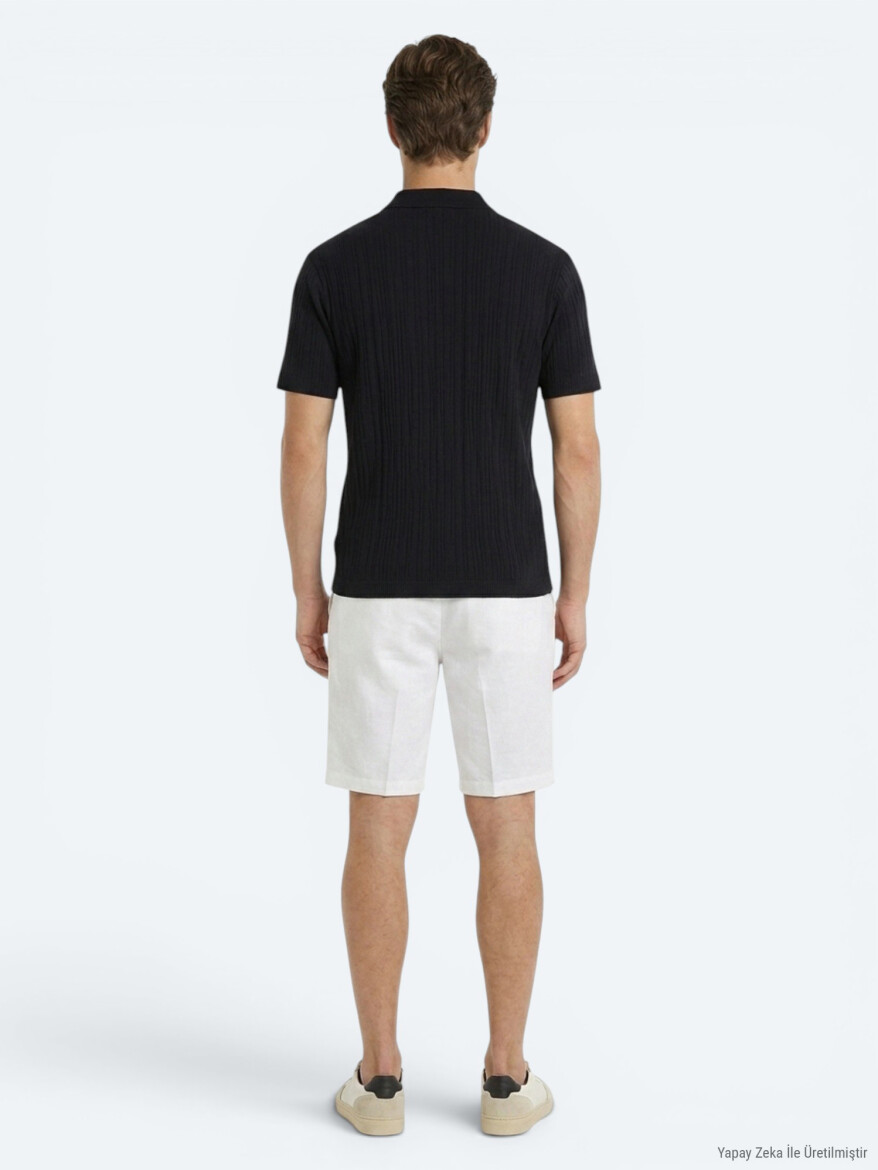 Navy Blue Plain 100% Cotton T-Shirt - 4