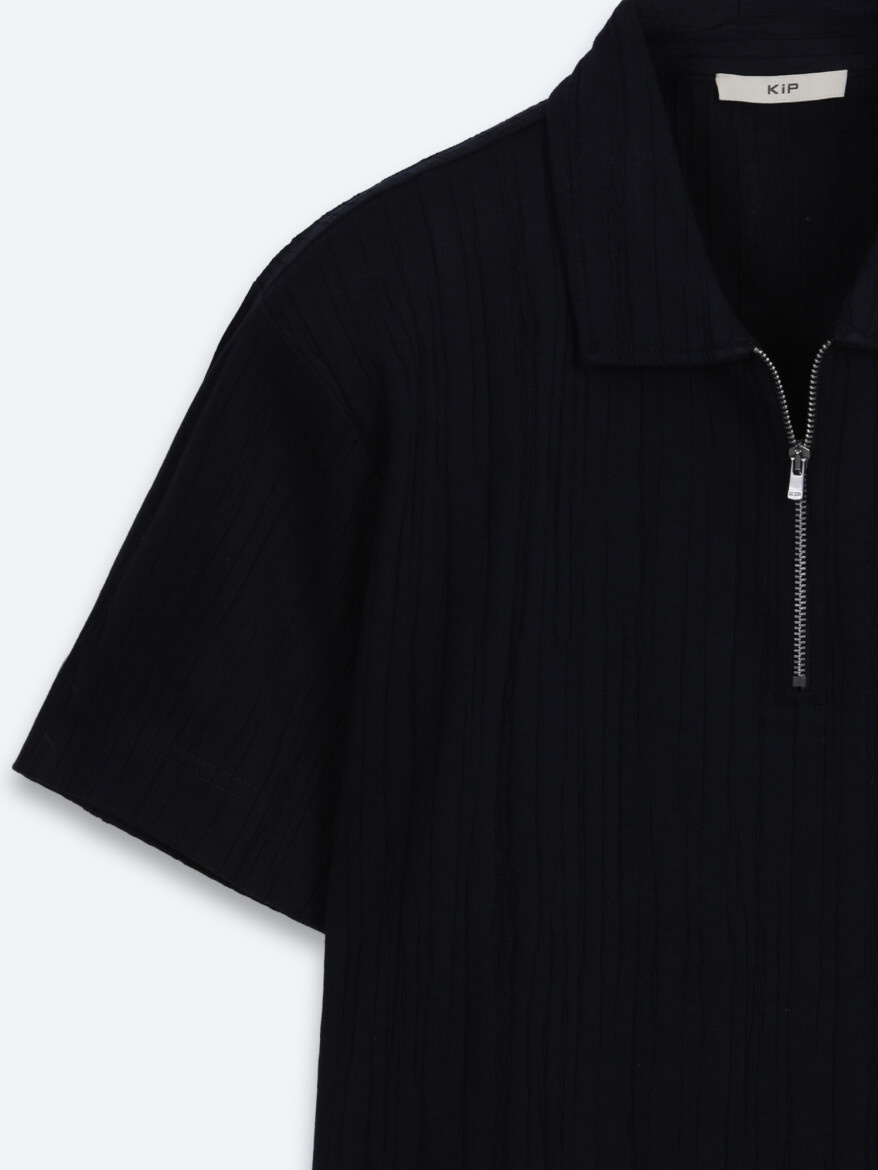 Navy Blue Plain 100% Cotton T-Shirt - 6