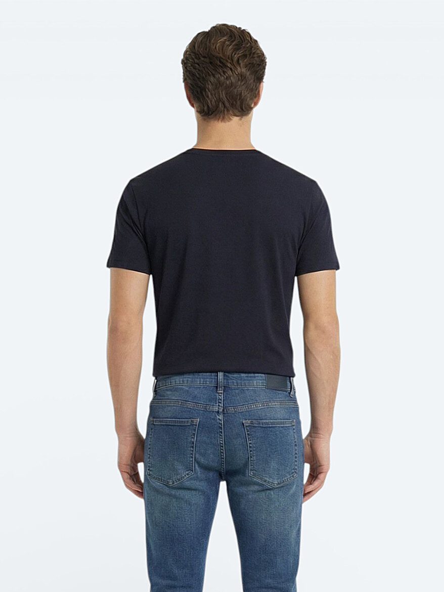 Navy Blue Plain 100% Cotton T-Shirt 