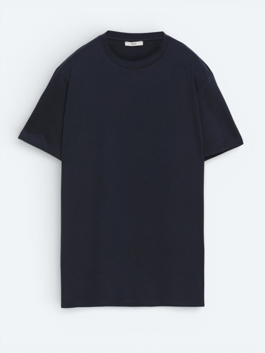 Navy Blue Plain 100% Cotton T-Shirt - 3
