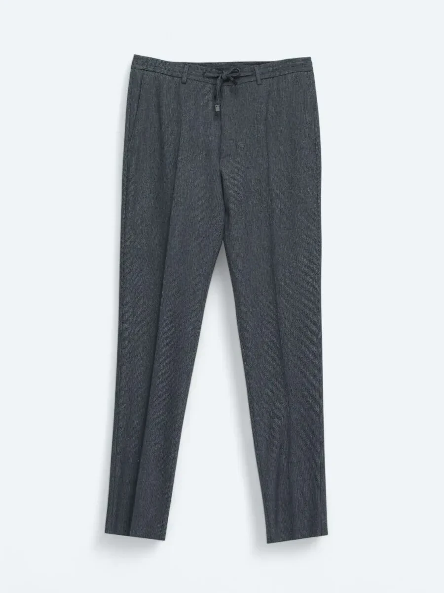 Navy Blue Plain Comfort Fit Wool Blended Suit - 2