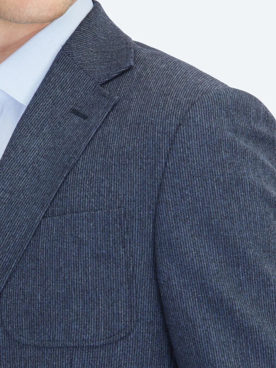 Navy Blue Plain Comfort Fit Wool Blended Suit - 4