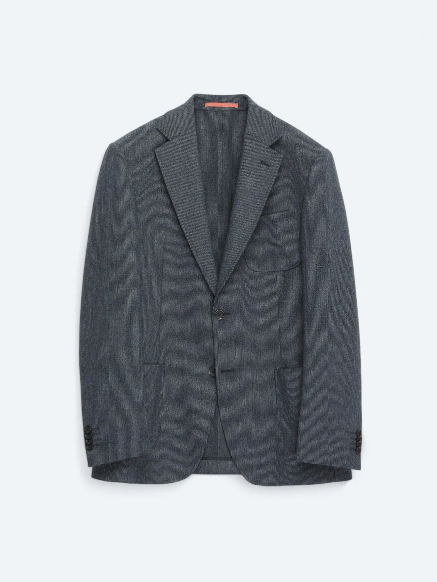 Navy Blue Plain Comfort Fit Wool Blended Suit - 7