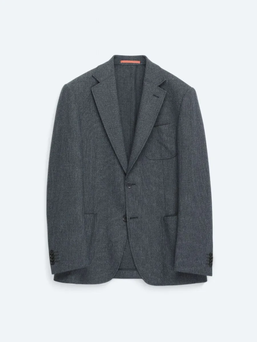 Navy Blue Plain Comfort Fit Wool Blended Suit - 7