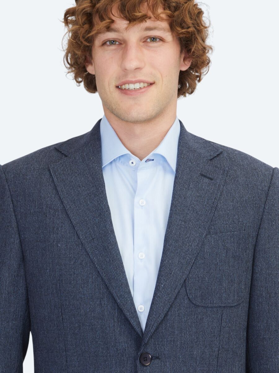 Navy Blue Plain Comfort Fit Wool Blended Suit - 3