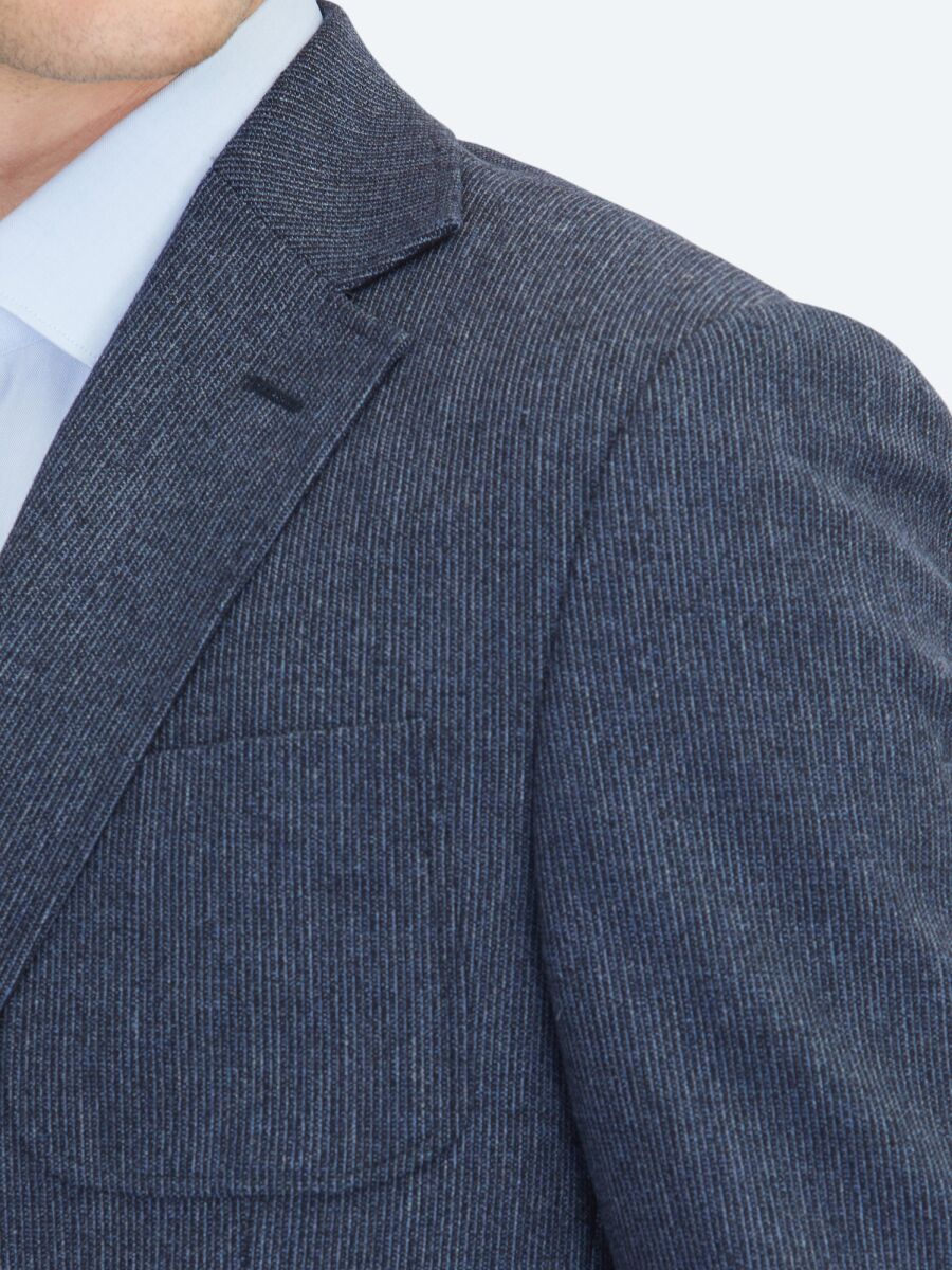 Navy Blue Plain Comfort Fit Wool Blended Suit - 4