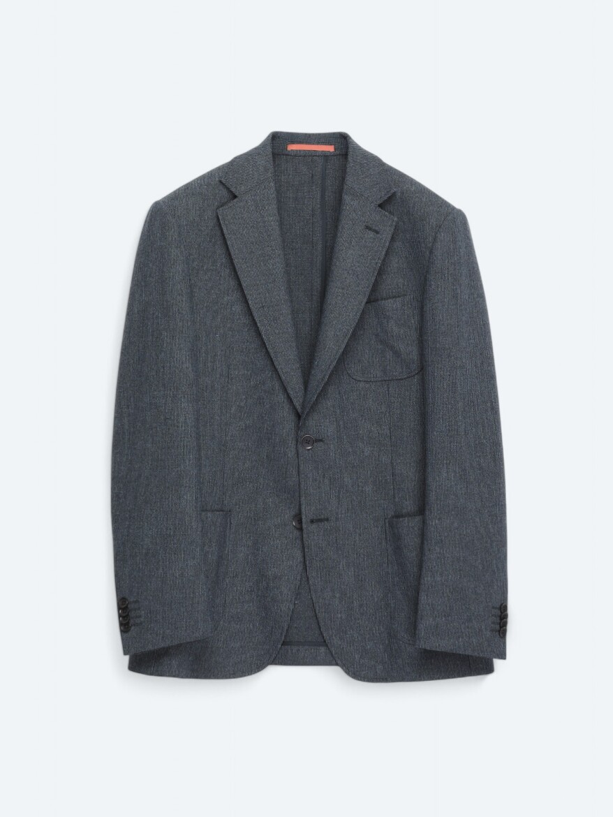 Navy Blue Plain Comfort Fit Wool Blended Suit - 7