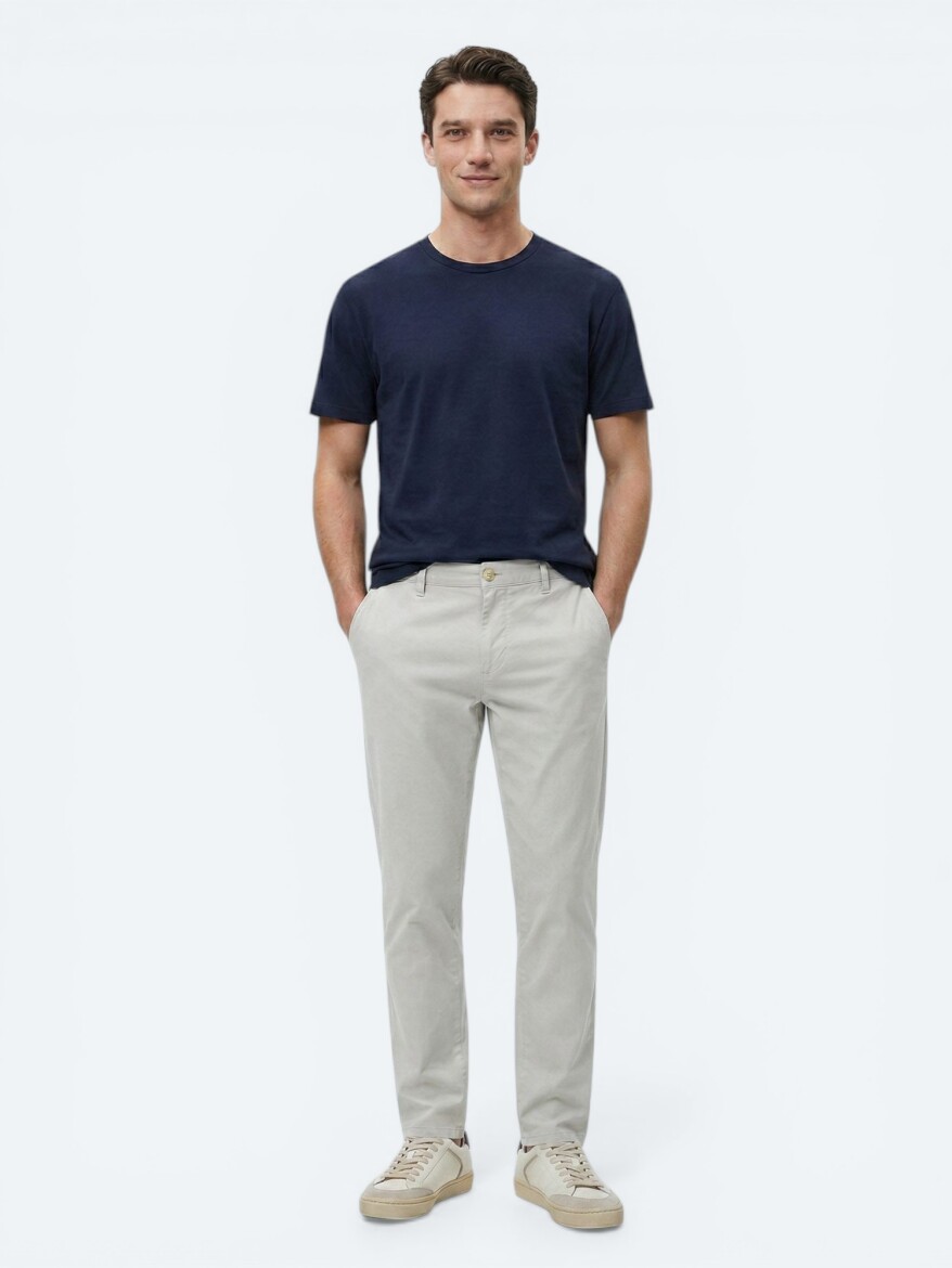 Navy Blue Plain Cotton Blended T-Shirt 