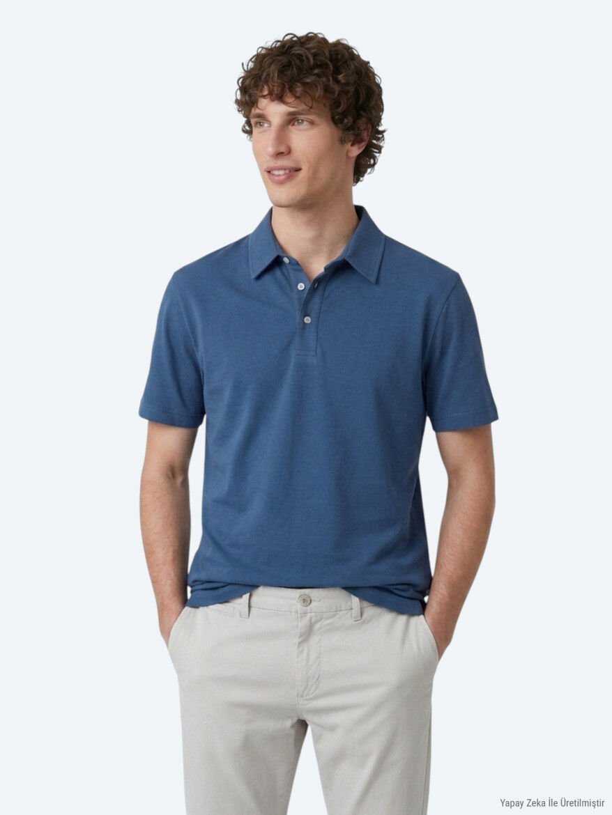 Navy Blue Plain Cotton Blended T-Shirt 