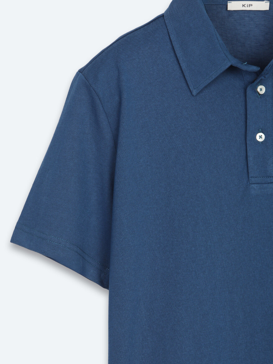 Navy Blue Plain Cotton Blended T-Shirt - 7