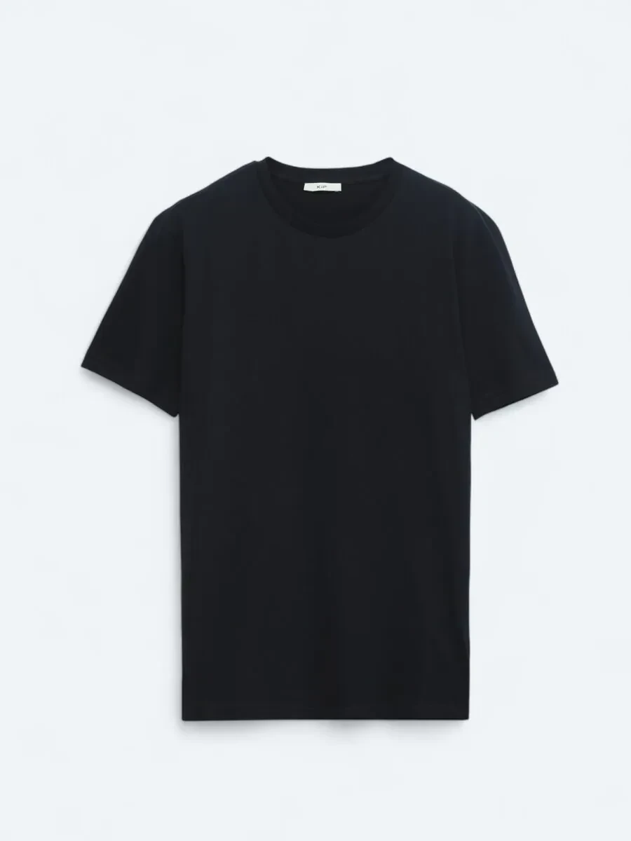 Navy Blue Plain Crew Neck 100% Cotton T-Shirt - 5