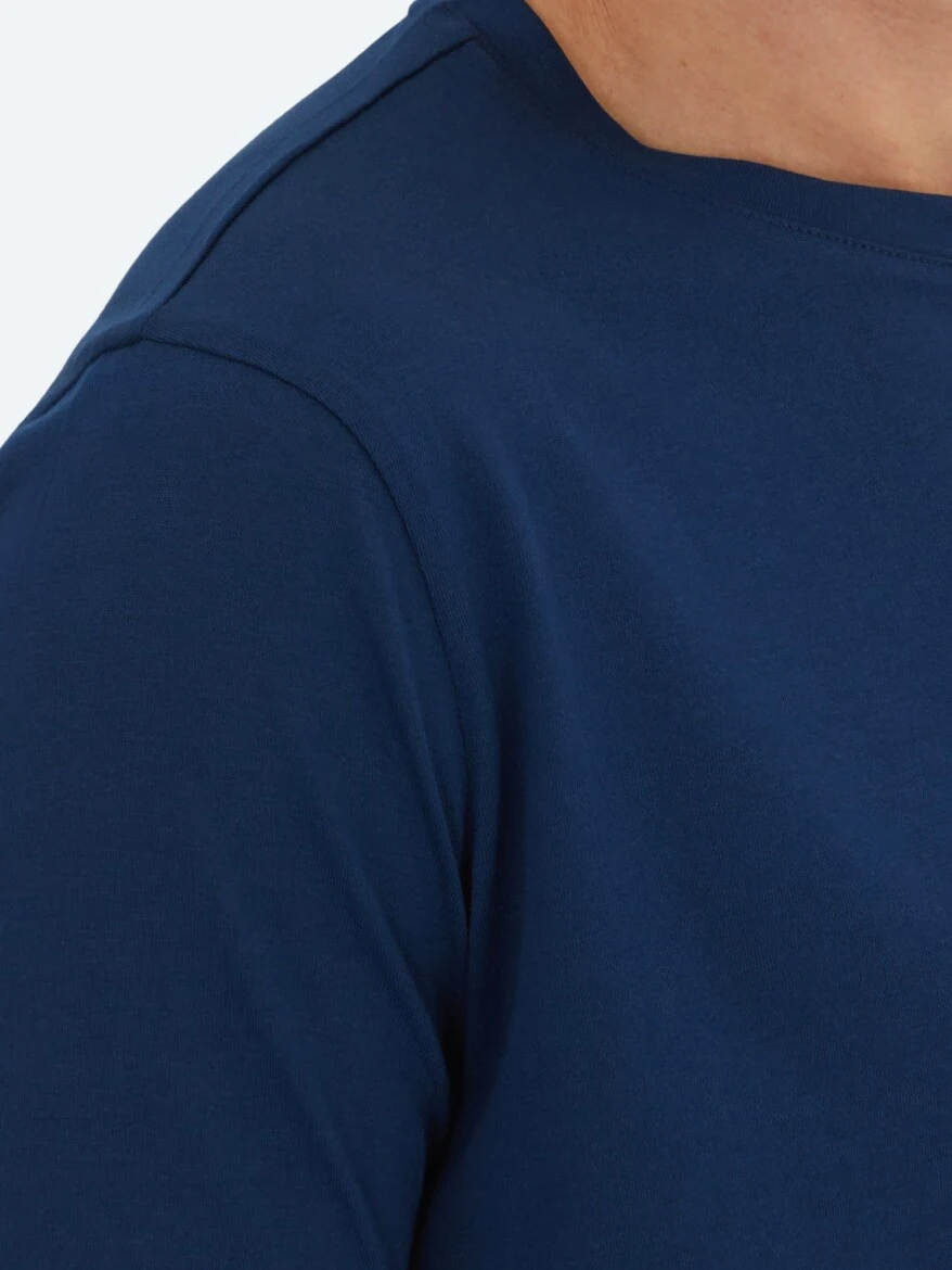 Navy Blue Plain Crew Neck 100% Cotton T-Shirt 